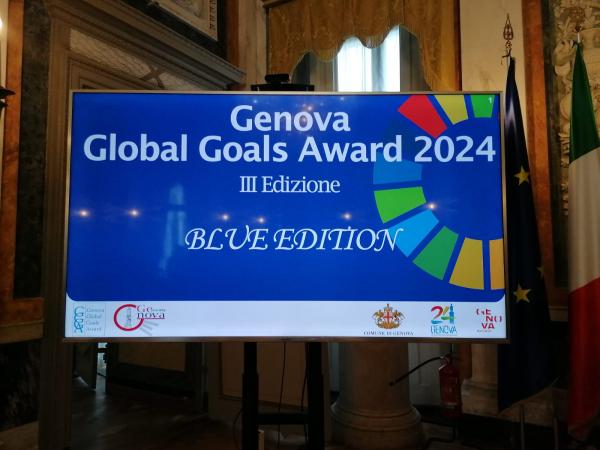 schermo che presenta il progetto dei Genova Global Goals Award 24